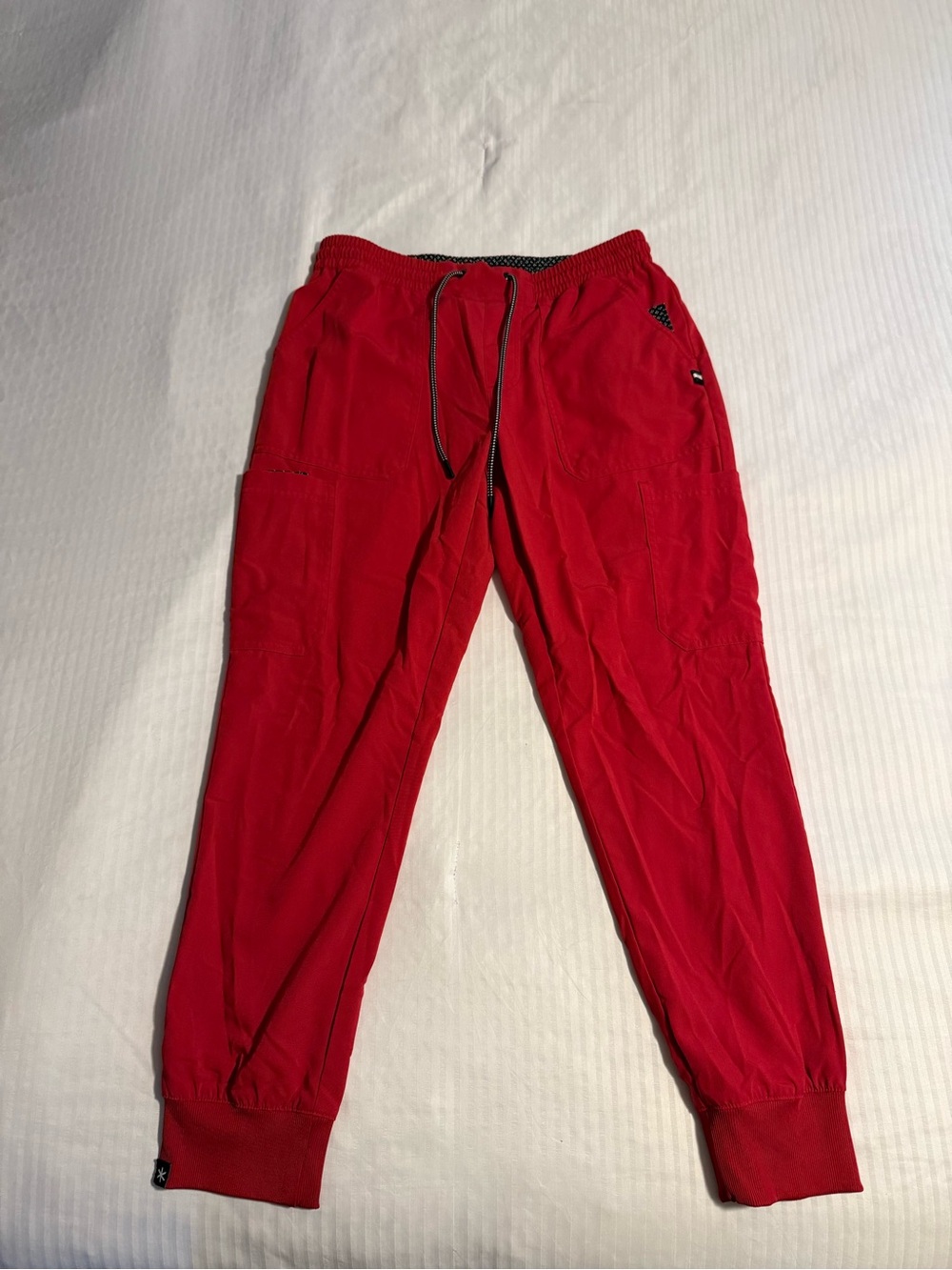 Women's Red Drawstring Jogger Scrub Pants